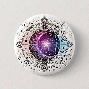 Zodiac astrology moon 6 cm round badge