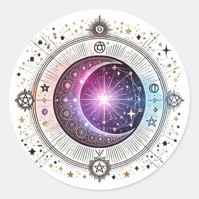 Zodiac astrology moon classic round sticker (Front)