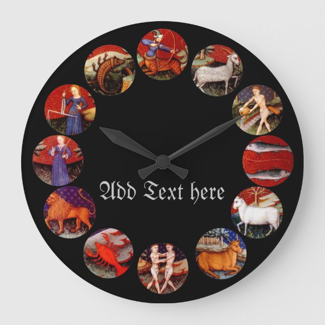 Zodiac Astrology Star Signs Vintage Personalised Large Clock (Front)