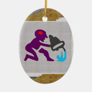 ZODIAC ASTROLOGY Wild Bucket Man Watering Plants Ceramic Tree Decoration