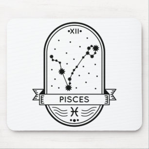 ZODIAC BADGE CONSTELLATION PISCES STROKE MOUSE PAD