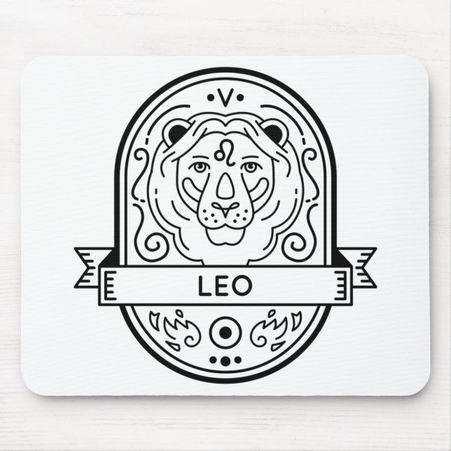 ZODIAC BADGE SYMBOL LEO STROKE MOUSE PAD (Front)