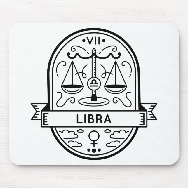 ZODIAC BADGE SYMBOL LIBRA STROKE MOUSE PAD (Front)