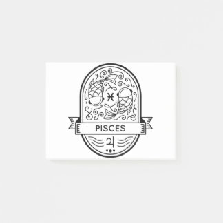 ZODIAC BADGE SYMBOL PISCES STROKE POST-IT NOTES