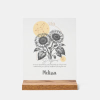 Zodiac Birth Flower Art Personalized Leo Gift
