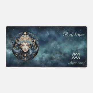 Zodiac Birth Sign Aquarius Astrolog Desk Mat