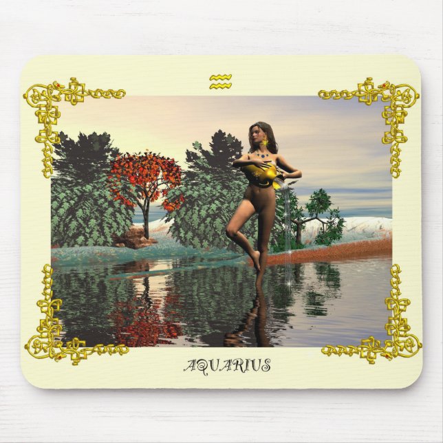 ZODIAC BIRTHDAY SIGNS / AQUARIUS MOUSE PAD (Front)