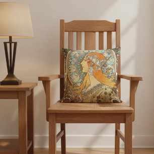 Zodiac by Alphonse Mucha Cushion