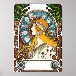 Zodiac by Alphonse Mucha Poster