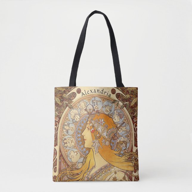Zodiac by Alphonse Mucha Tote Bag (Front)