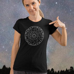 Zodiac Calendar Wheel   Astrology Constellations T-Shirt