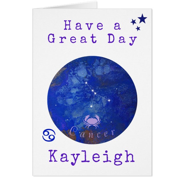 Zodiac Cancer Card, Horoscope Birthday Card (Front)