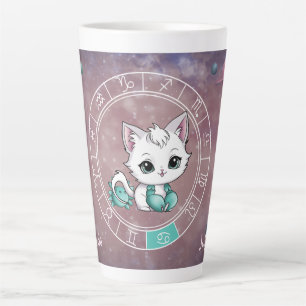 Zodiac Cancer Cute Cat Wheel Planet Astrology Latte Mug