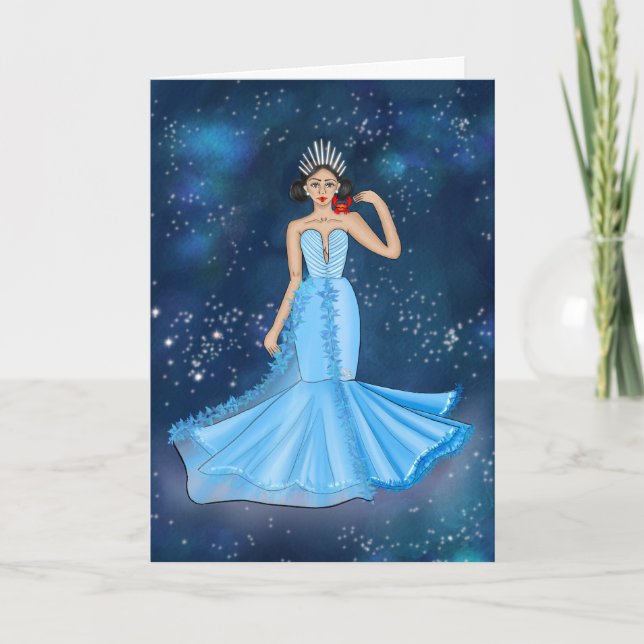 Zodiac Cancer Goddess Illustration Birthday Card (Front)