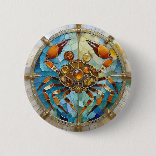 Zodiac - Cancer The Crab 6 Cm Round Badge