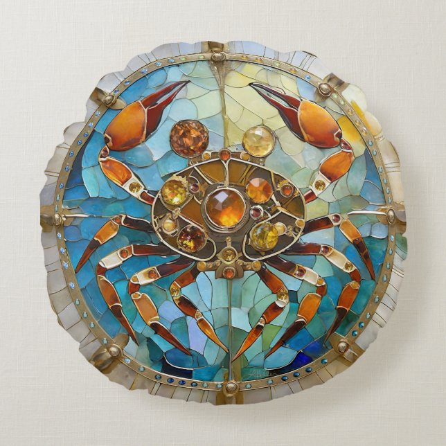 Zodiac - Cancer The Crab Round Cushion (Front)