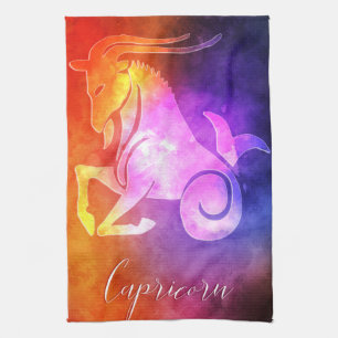 Zodiac : Capricorn Colourful Candy Colours Tea Towel