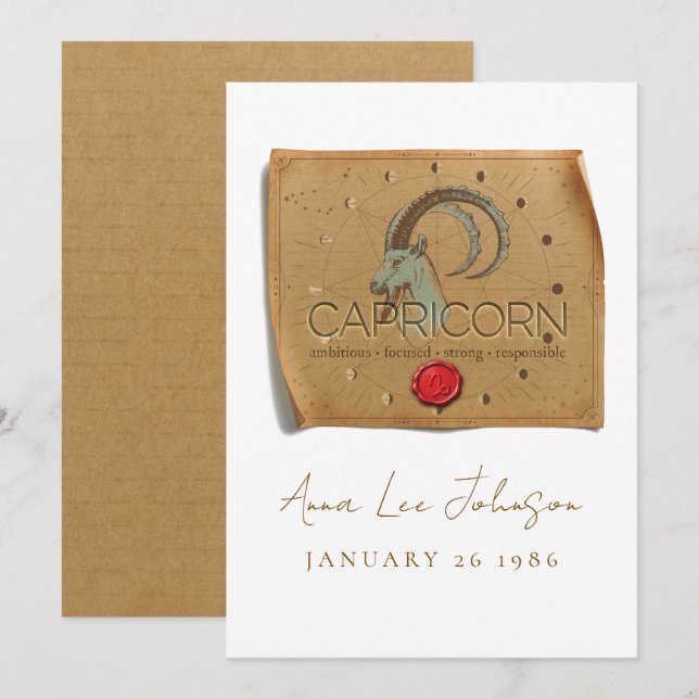 ZODIAC - Capricorn - Personalised Birthday Card (Front/Back)