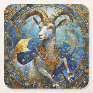 Zodiac - Capricorn the Sea Goat Square Paper Coaster