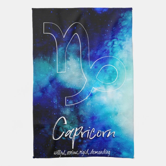 Zodiac : Capricorn Traits Tea Towel (Vertical)