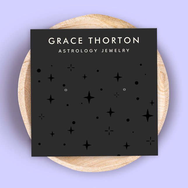 Zodiac Celestial Star Black Earring Square Business Card (Creator Uploaded)