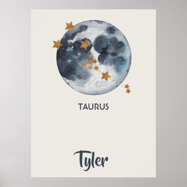 Zodiac Celestial Taurus Nursery Wall Art (Front)