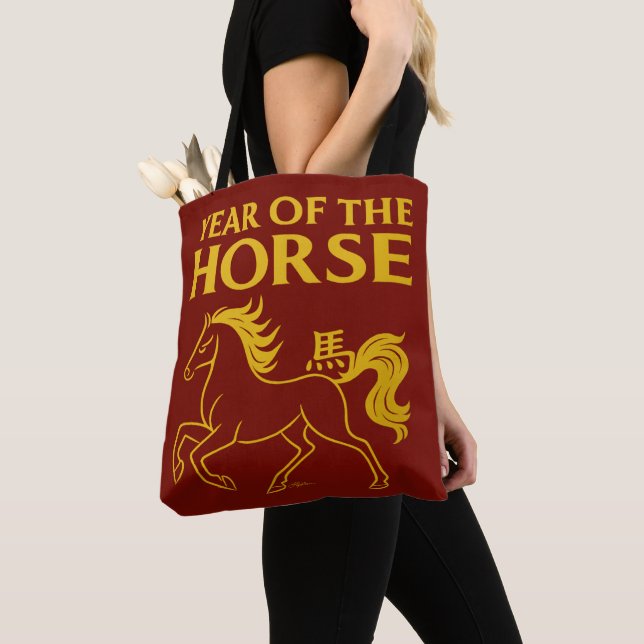 Zodiac Chinese New Year 2026 Horse Tote Bag (Close Up)