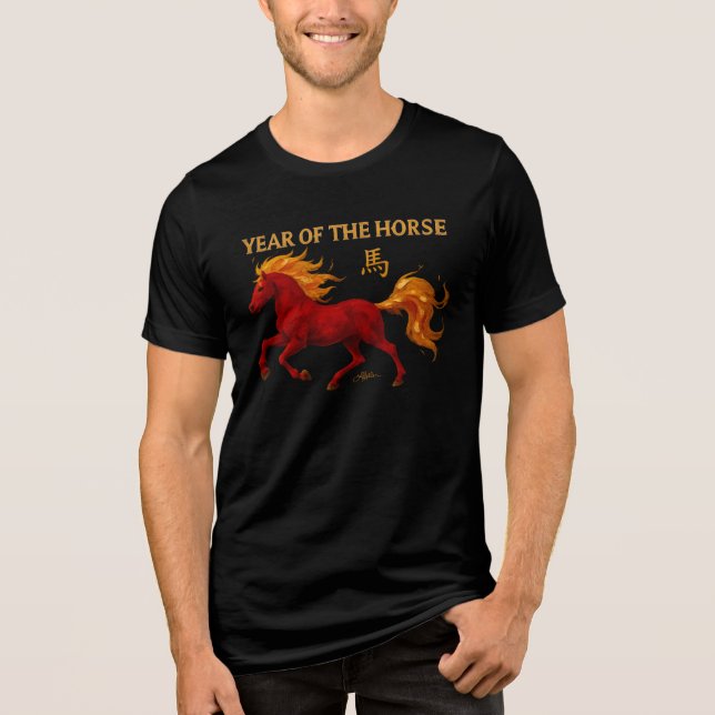 Zodiac Chinese New Year 2026 Yang Fire Horse Tri-Blend Shirt (Front)