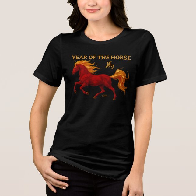 Zodiac Chinese New Year 2026 Yang Fire Horse Tri-Blend Shirt (Front)