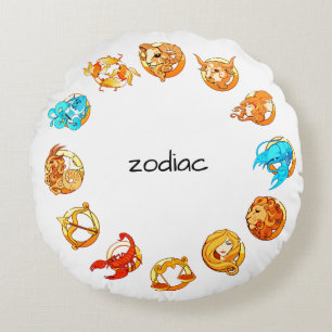 Zodiac Circle Astrology Round Cushion