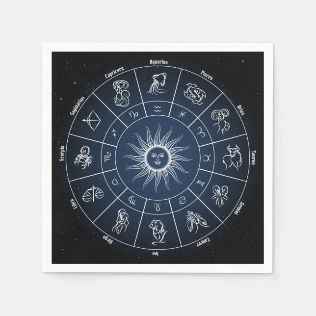 Zodiac circle with horoscope signs napkin (Front)