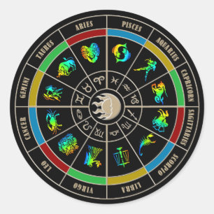 Zodiac Colour Wheel Classic Round Sticker