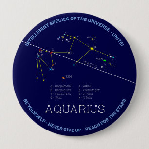 Zodiac Constellation Aquarius 10 Cm Round Badge