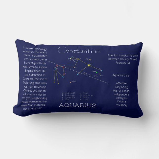 Zodiac Constellation Aquarius Funny Unique Lumbar Cushion (Front)
