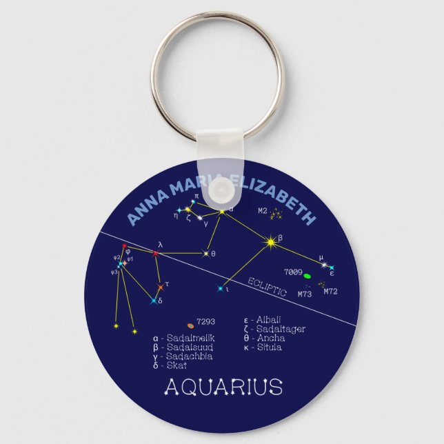 Zodiac Constellation Aquarius Key Ring (Front)