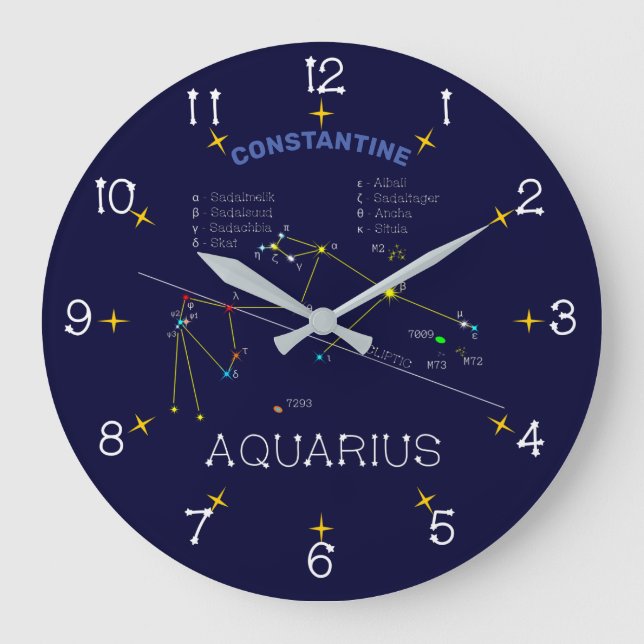 Zodiac Constellation Aquarius Large Clock (Front)