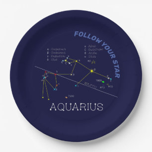 Zodiac Constellation Aquarius Paper Plate