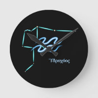 Zodiac Constellation Aquarius Round Clock