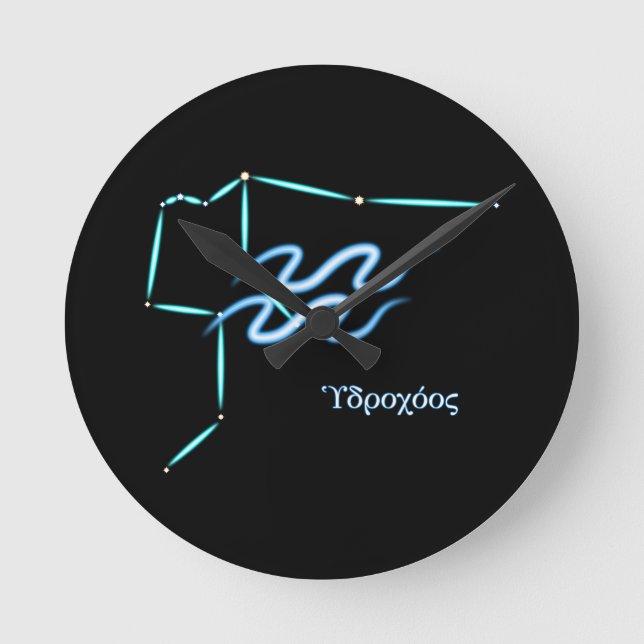 Zodiac Constellation Aquarius Round Clock (Front)