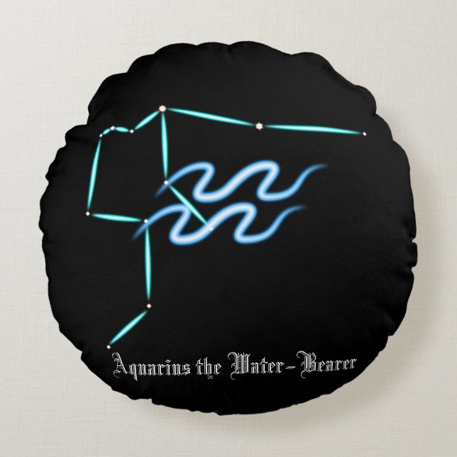 Zodiac Constellation Aquarius Round Pillow (Front)