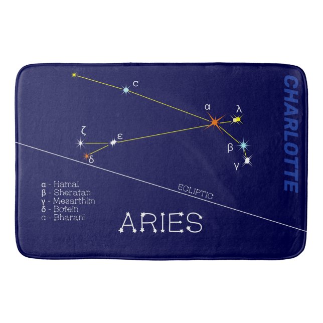Zodiac Constellation Aries Bath Mat (Front)