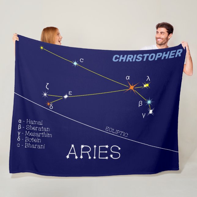 Zodiac Constellation Aries Fleece Blanket (In Situ)