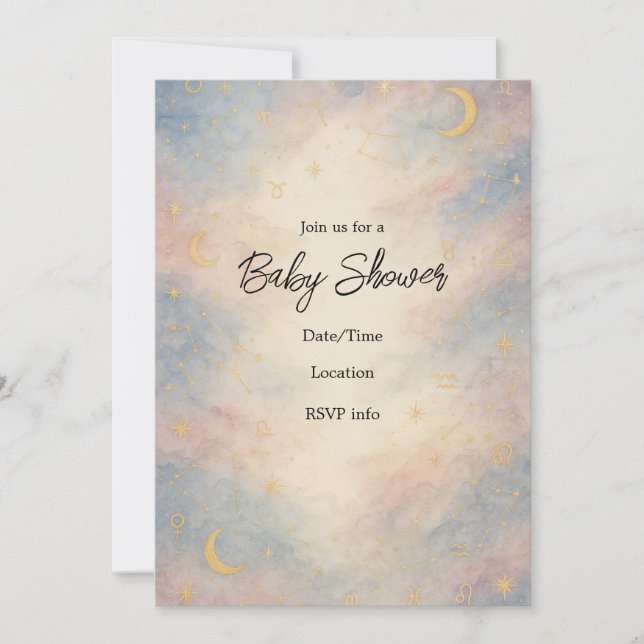 Zodiac Constellation Baby Shower Invitation (Front)