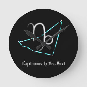 Zodiac Constellation Capricorn Round Clock
