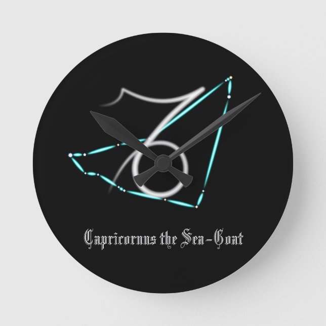 Zodiac Constellation Capricorn Round Clock (Front)