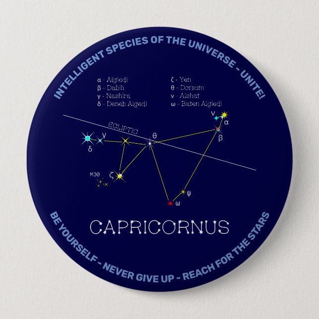 Zodiac Constellation Capricornus 10 Cm Round Badge (Front)