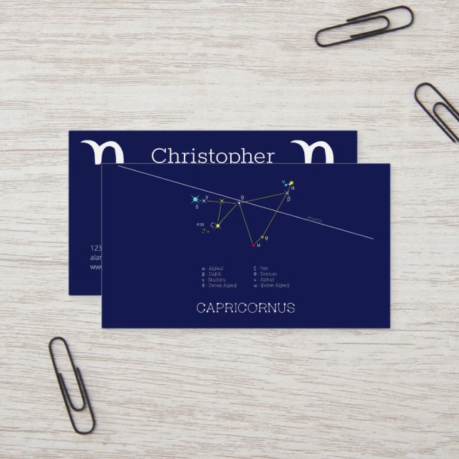Zodiac Constellation Capricornus Business Card (Front/Back In Situ)