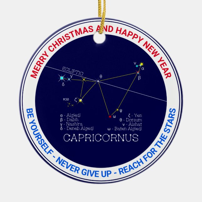 Zodiac Constellation Capricornus Ceramic Tree Decoration (Front)