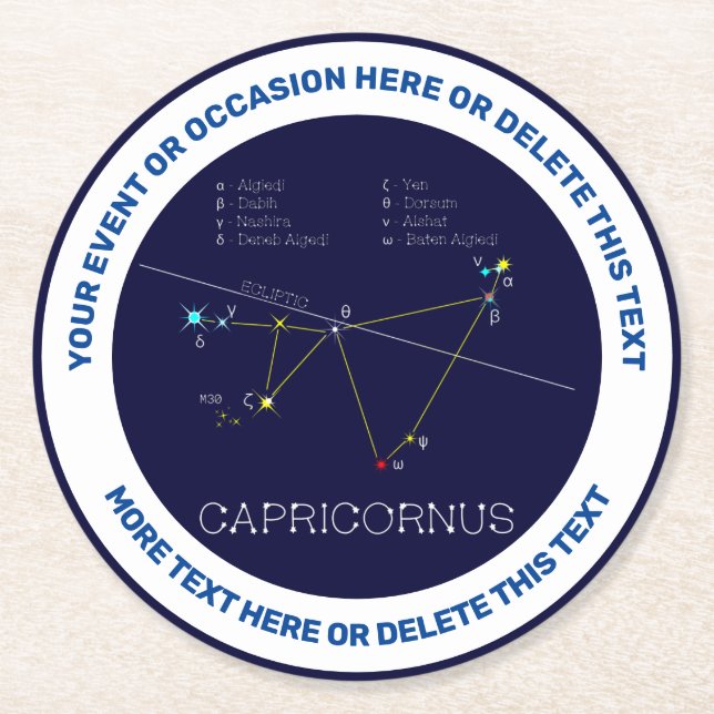 Zodiac Constellation Capricornus Round Paper Coaster (Front)