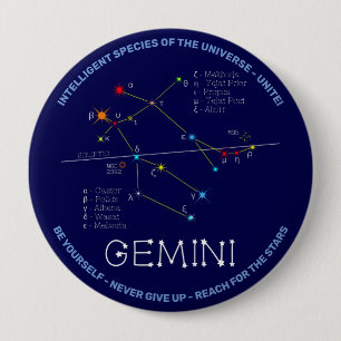 Zodiac Constellation Gemini 10 Cm Round Badge